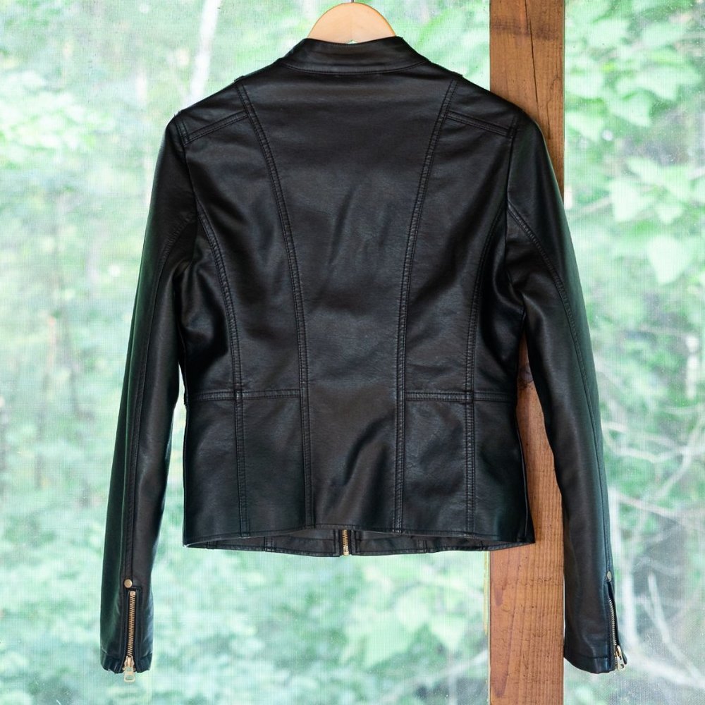 Vegan Leather Moto Jacket - Picture 3 of 12